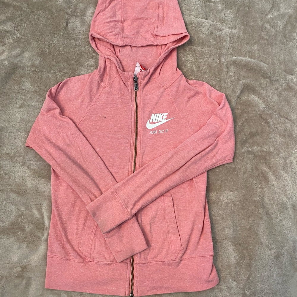 Nike pink lightweight zipper hoodie